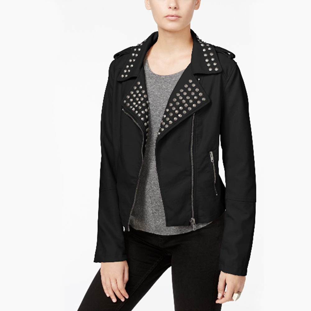 Studded Faux-Leather…