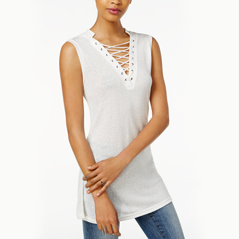 Sleeveless Lace-Up Top