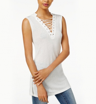 Sleeveless Lace-Up Top